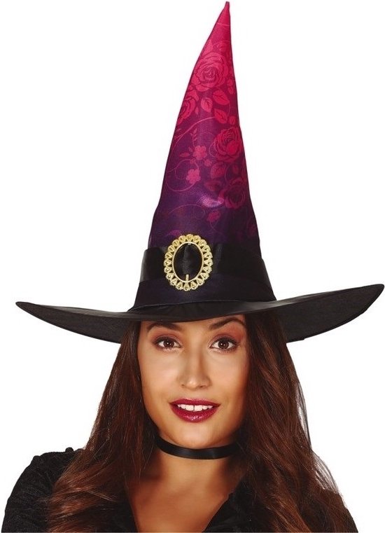 Halloween heksenhoed - mini hoedje op diadeem - one size - rood - met