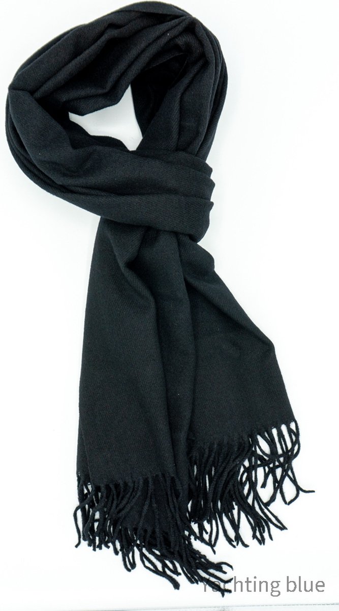 Sjaal - unisex - 30 % Cashmere - zwart - extra dik - wol - extra warm - damessjaal - herensjaal - kado vrouw - kado man -
