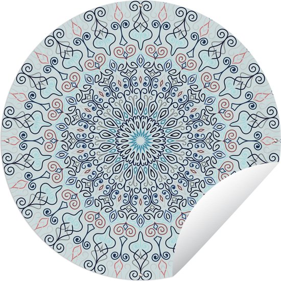 Tuincirkel Bohemian - Blauw - Mandala - Hippie - Flora - 90x90 cm - Ronde Tuinposter - Buiten