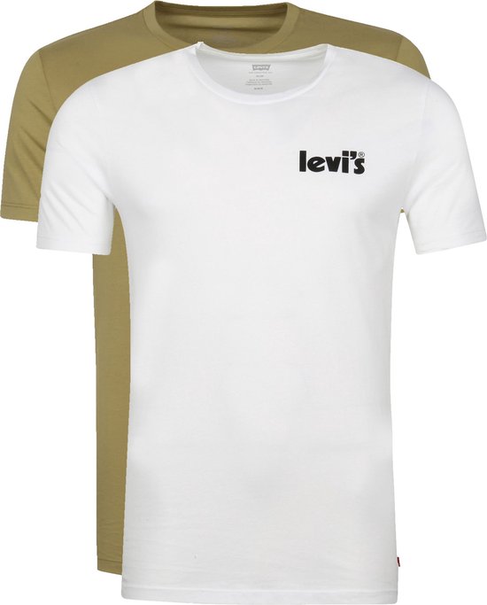 Levi's - T-shirt 2-Pack Wit Groen - Maat XL - Slim-fit | bol.com