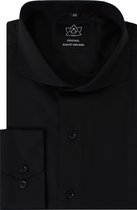 Vercate - Strijkvrij Overhemd - Zwart -  Slim Fit - Katoen Satijn - Heren - Maat 46/XXL