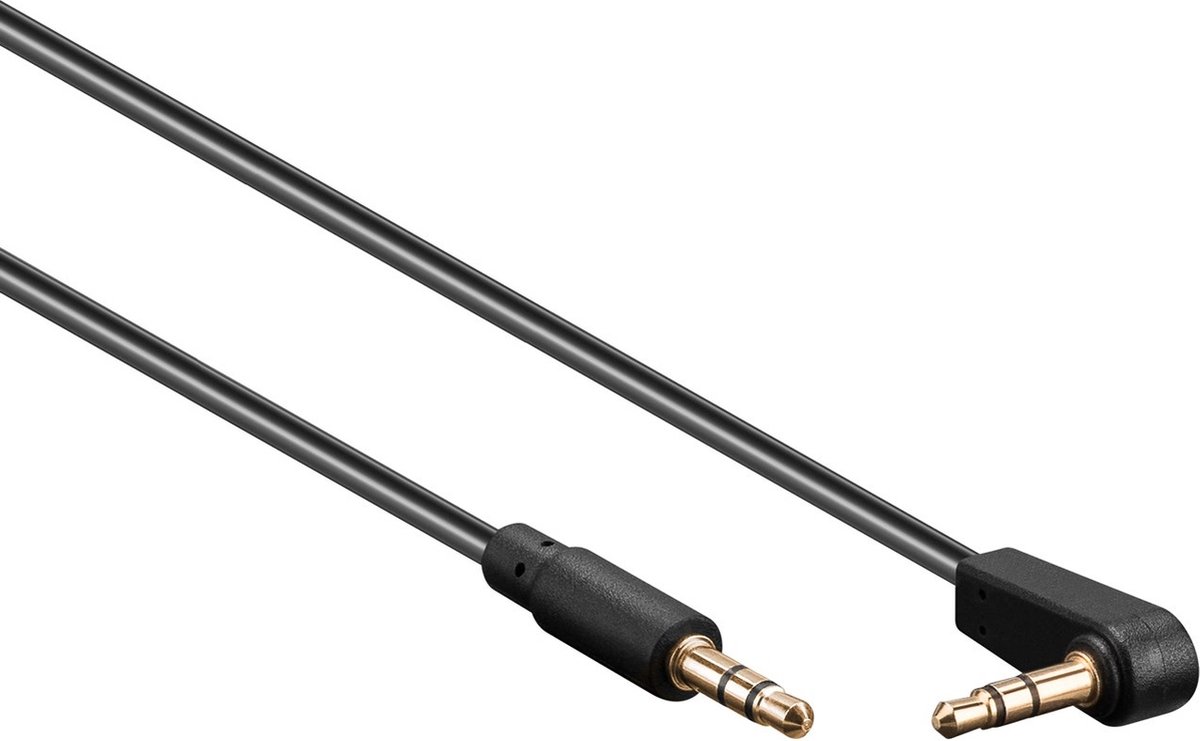 3,5mm Jack stereo audio slim kabel - haaks / zwart - 5 meter