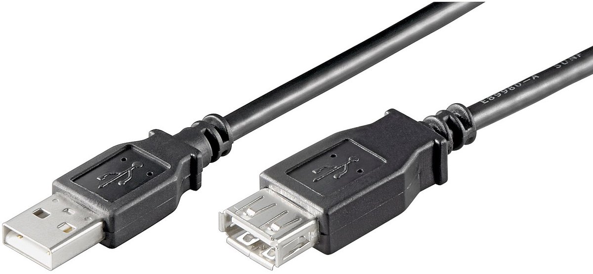 USB naar USB verlengkabel - USB2.0 - tot 0,5A / zwart - 5 meter