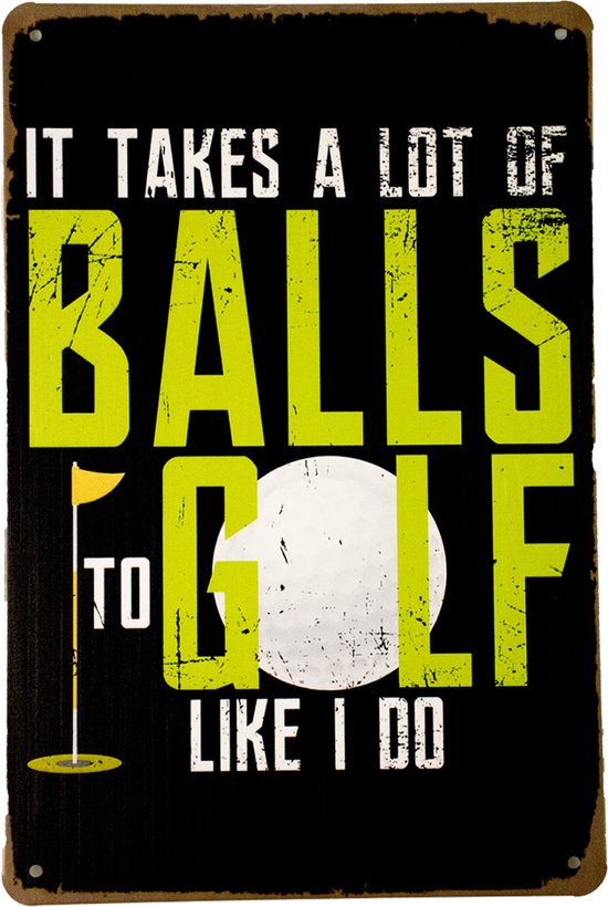 Foto: Golf balls wandbord metalen wandbord mancave tekst bord mancave decoratie metal sign metalen borden 20x30cm uv bestendig wandborden metalen decoratie golf bar decoratie go