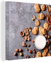 Tableau sur toile Lait - Biscuits - Noix - Épices - Automne - 90x90 cm - Décoration murale
