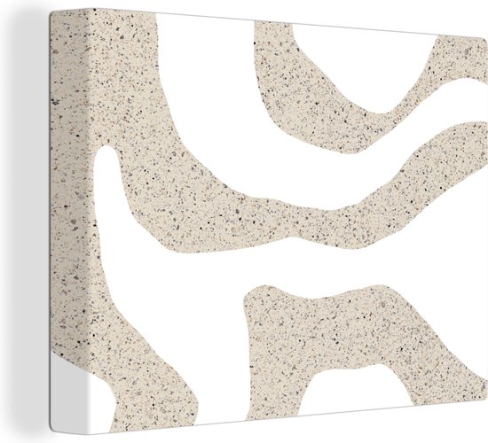 Tableau sur toile 80x60 cm - Décoration murale abstraite - Terrazzo - Design - Beige - Décoration murale salon - Décoration chambre - Accessoires de décoration - Peintures sur toile
