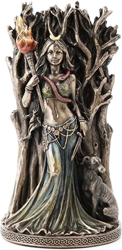 Griekse Godin van Magie Hecate - Gebronsd beeldje - Veronese Design -(hxbxd) ca. 21cm x 11cm  X 8cm