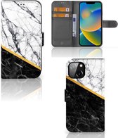 Mobiel Case Geschikt voor iPhone 14 GSM Hoesje Marble White Black