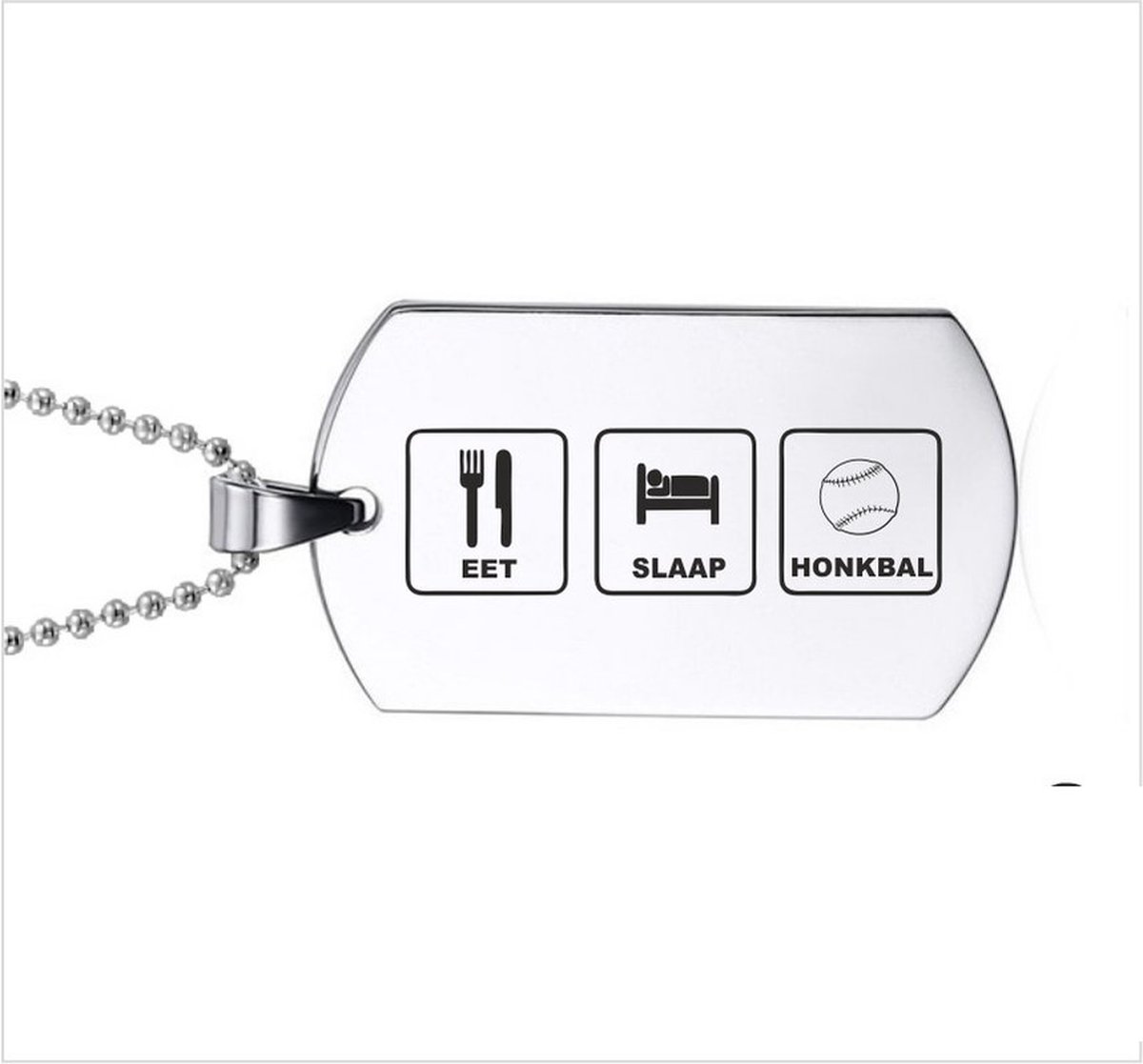 Ketting RVS - Eet Slaap Honkbal