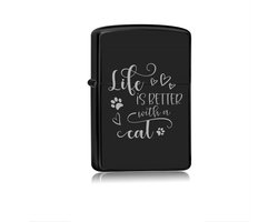 Aansteker Zwart - Life Is Better With A Cat