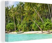 Schilderij Strand - Zee - Palmboom - Tropisch - 60x40 cm - Muurdecoratie