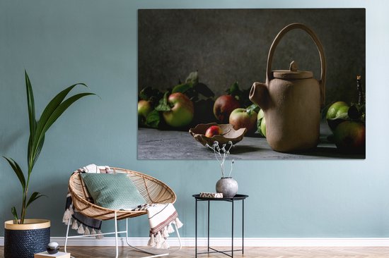 Toile Peinture Théière - Thee - Nature Morte - 150x100 cm - Décoration murale