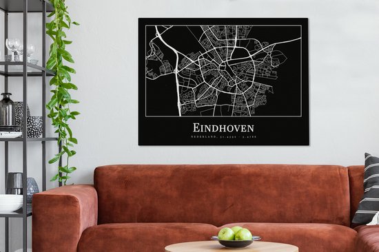 Tableau sur Toile Plan d'Etage - Eindhoven - Carte - Plan de la Ville - 120x90 cm - Décoration murale
