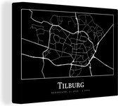 Canvas Schilderij Stadskaart - Tilburg - Plattegrond - Kaart - 40x30 cm - Wanddecoratie