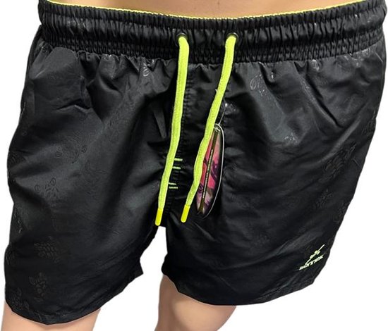 Shorts de bain- Shorts de surf- Shorts de bain pour hommes- Shorts d'eau- Shorts de sport- Shorts Garçons avec poches- Imprimé numérique tortue- Zwart XS