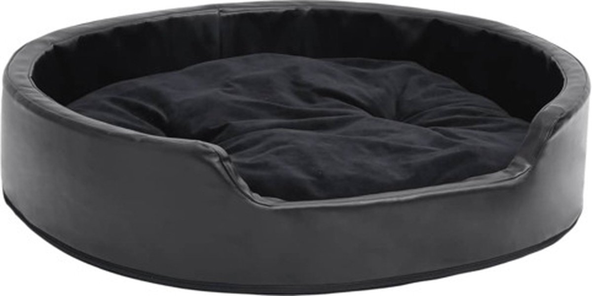 vidaXL Hondenmand 79x70x19 cm pluche en kunstleer zwart