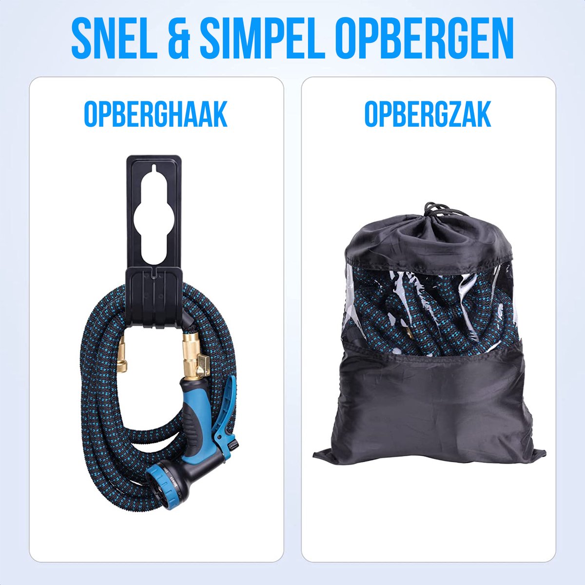 Strex Flexibele Tuinslang 30M met Sproeikop - Uitrekbaar - Incl. Koppelingen, Ophanghaak & Opbergzak thumbnail 6