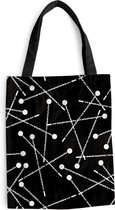 Sac Bandoulière - Sac De Plage - Motif Shopper - Épingles - Zwart Wit - 40x50 cm - Sac Coton