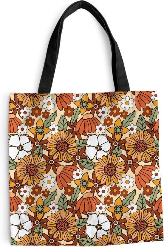 Sac Bandoulière - Sac De Plage - Shopper Fleurs - Vintage - Motifs - 45x45 cm - Sac Coton
