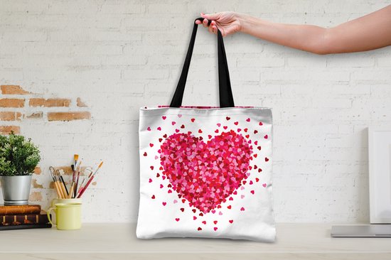 Sac bandoulière - Sac de plage - Shopper Une illustration d'un coeur entouré de coeurs - 45x45 cm - Sac en coton