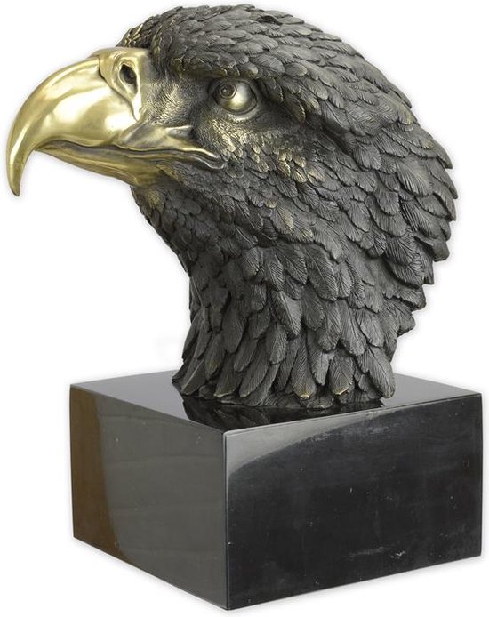 Bronzen beeld - Kop van een adelaar - sculptuur - 33,2 cm hoog