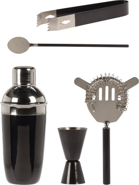 Excellent Houseware zwart barset / cocktails set met cocktailshaker met stampers | bol.com