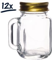 12x drinkbeker jar drinkpotje mini 50ml afsluitbaar fruit shakes anti-lek