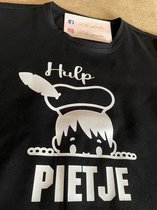 T-shirt Help Piet - Help Piet - Sint and Piet - Shirt Zwart, print Wit- Taille 12 ans