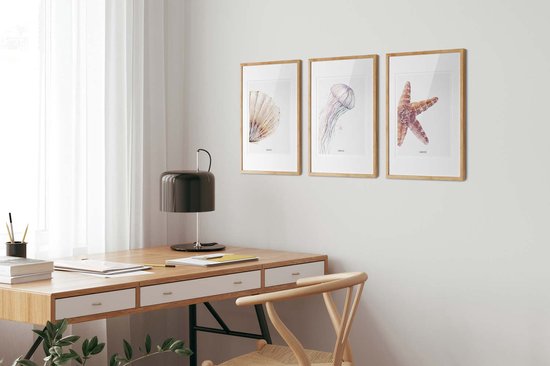 Fabrikten Poster - Plage - Étoile de Mer - Crème/ Oranje/Rouge - A4