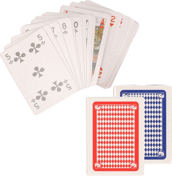 Afbeelding van het spel Set van 6x mini clown games speelkaarten rood en blauw - Kaartspellen - Reisspelletjes