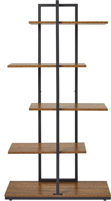 STOLMAK Houten Rek Opbergrek 90x80x38 cm (HxBxD) Met 3 Planken Staand Plankenkast Natuur Hout Boekenkast Plantenrek Badkamerrek Garage Kelder Woonkamer