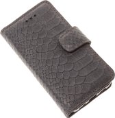 Made-NL Handgemakte ( Geschikt voor Samsung Galaxy S22 Ultra ) book case Antraciet Slangenprint robuuste hoesje