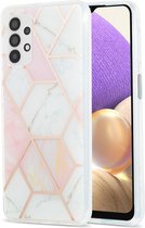 Fonu Marmer backcover hoesje Geschikt Voor Samsung Galaxy A72 - Wit roze