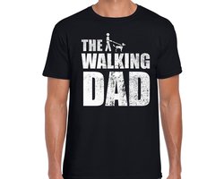 The walking dog dad t-shirt zwart - heren - Honden liefhebber cadeau shirt - Vaderdag cadeau L