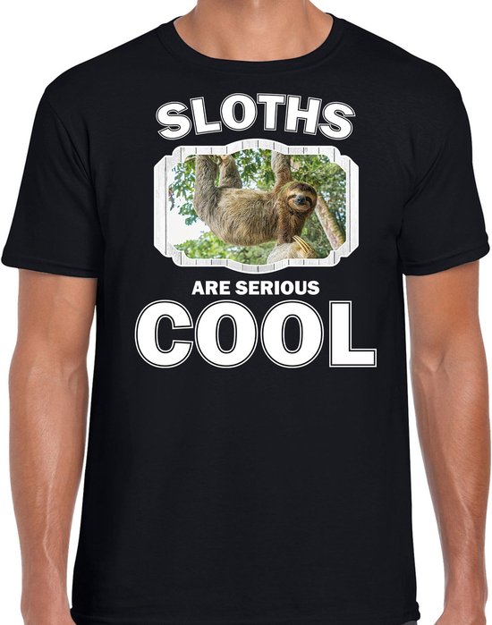 Dieren luiaarden t-shirt zwart heren - sloths are serious cool shirt - cadeau t-shirt hangende luiaard/ luiaarden liefhebber XL