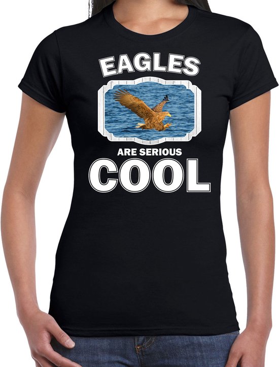 Dieren arenden t-shirt zwart dames - eagles are serious cool shirt - cadeau t-shirt zeenarend/ arenden liefhebber XL