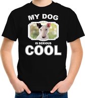 Bullterrier honden t-shirt my dog is serious cool zwart - kinderen - Bullterriers liefhebber cadeau shirt - kinderkleding / kleding 110/116