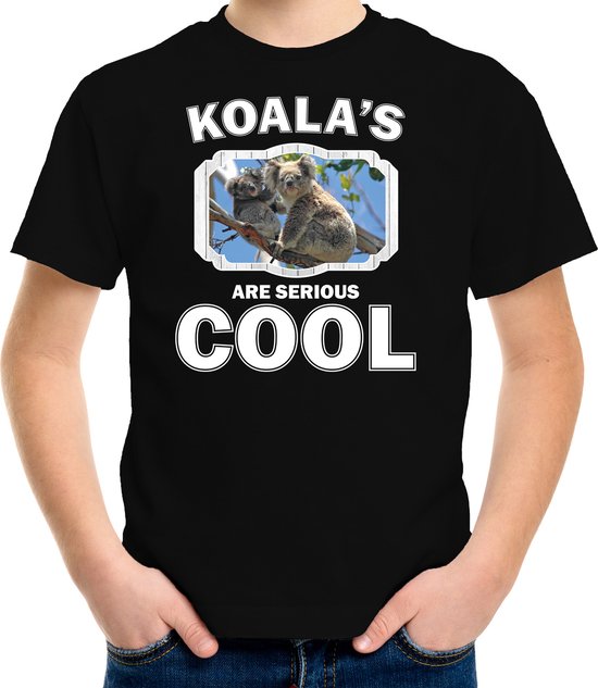 Dieren koalaberen t-shirt zwart kinderen - koalas are serious cool shirt  jongens/ meisjes - cadeau shirt koala beer/ koalaberen liefhebber - kinderkleding / kleding 110/116