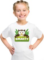 Smarty de uil t-shirt wit voor kinderen - unisex - uilen shirt - kinderkleding / kleding 122/128