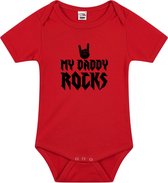 Daddy rocks tekst baby rompertje rood jongens en meisjes - Kraamcadeau/ Vaderdag cadeau - Babykleding 80