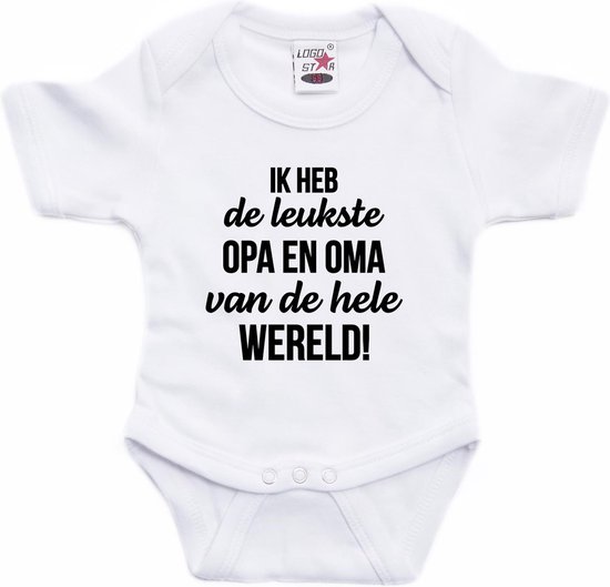 Leukste opa en oma tekst baby rompertje wit jongens en meisjes – Cadeau opa en oma – Babykleding 68