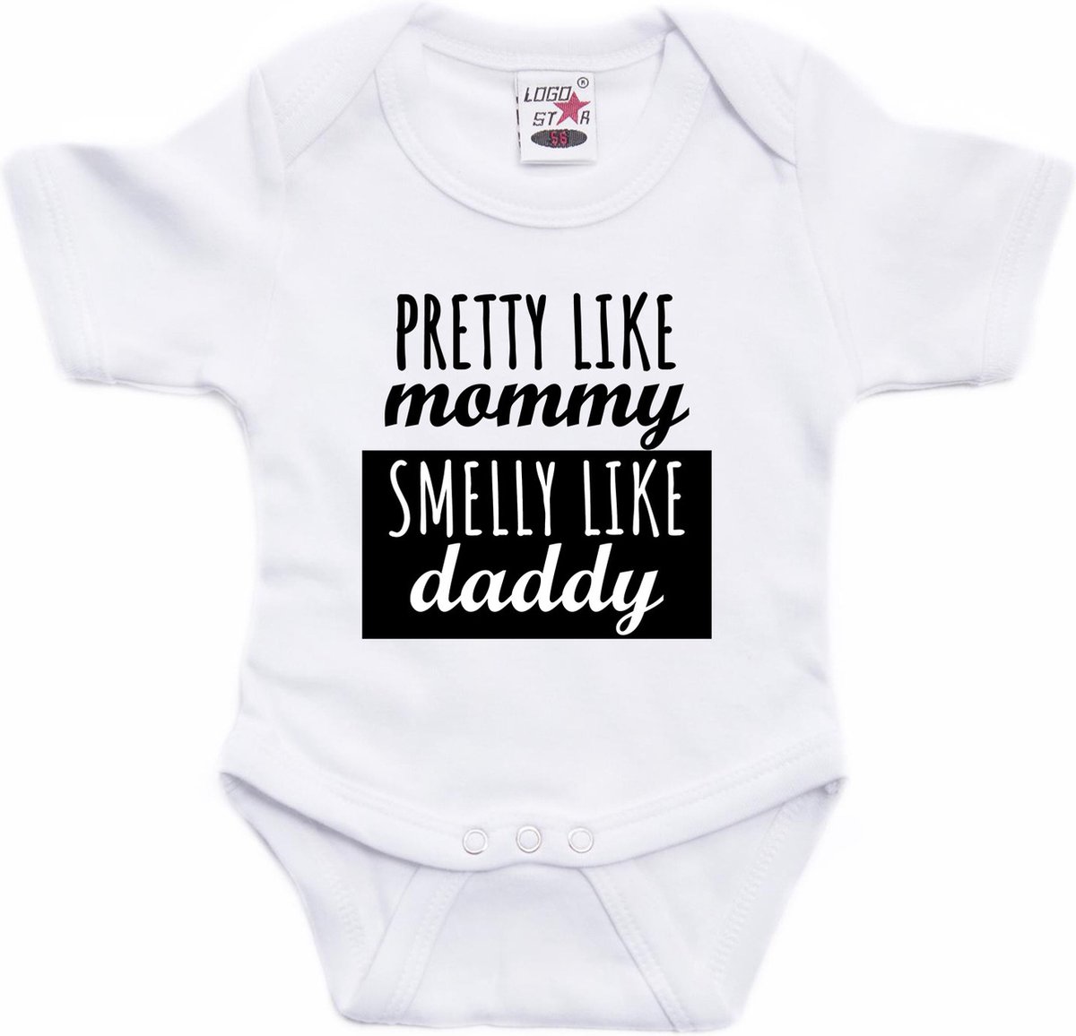 Pretty like mommy smelly like daddy tekst baby rompertje wit jongens en meisjes - Kraamcadeau - Babykleding 92