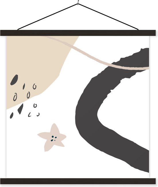 Porte-affiche avec affiche - Affiche scolaire - Été - Abstrait - Étoile - 40x40 cm - Lattes noires