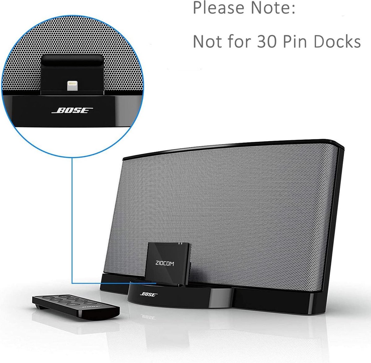 ZIOCOM Adaptateur Récepteur Bluetooth 8 Broches Pour Bose Sounddock III Jbl Ms302gm Philips Ds1155b 93 Avec Station Daccueil Musicale Z12