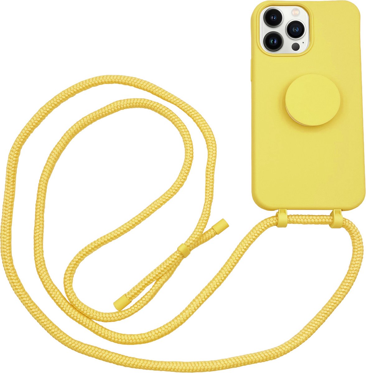 Høyde - 2 in 1 Socket houder en Necklace Backcover hoes - iPhone 13 Pro Max - Geel