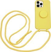 Høyde - Geschikt voor iPhone 13 Pro Max - Telefoonhoes met koord + Socket houder - Geel