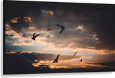 WallClassics - Canvas  - Vogels in de Lucht bij Zonsondergang - 120x80 cm Foto op Canvas Schilderij (Wanddecoratie op Canvas)