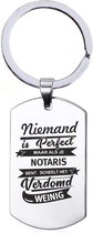 Sleutelhanger RVS - Niemand Is Perfect - Notaris