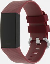 Bandje Voor Fitbit Charge 3 & 4 Sport Wafel Band - Wijn Rood - Maat: SM - Horlogebandje, Armband