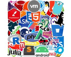 50 programmeur stickers - Stickermix voor laptop, muur, fiets, skateboard, koelkast etc.